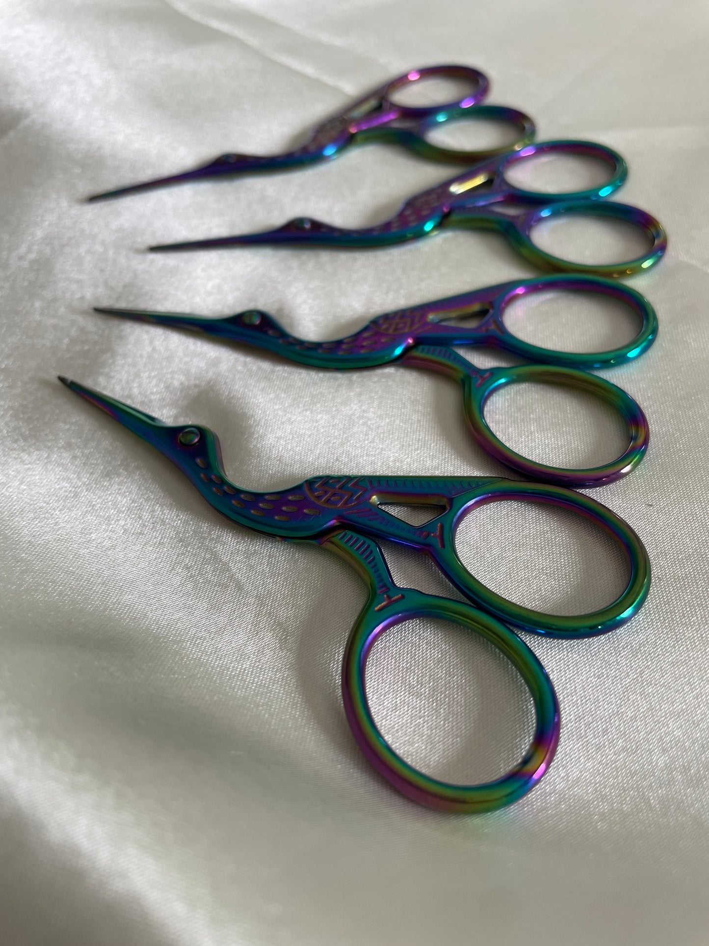 Vintage crane cut scissors holographic