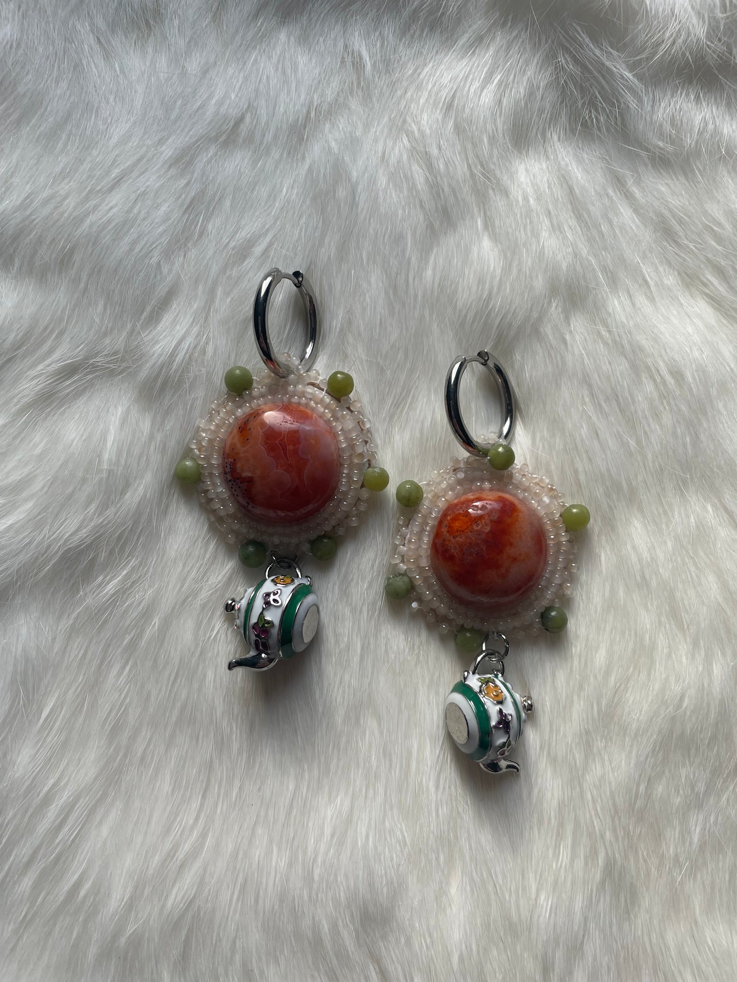 Teapot beaded earrings