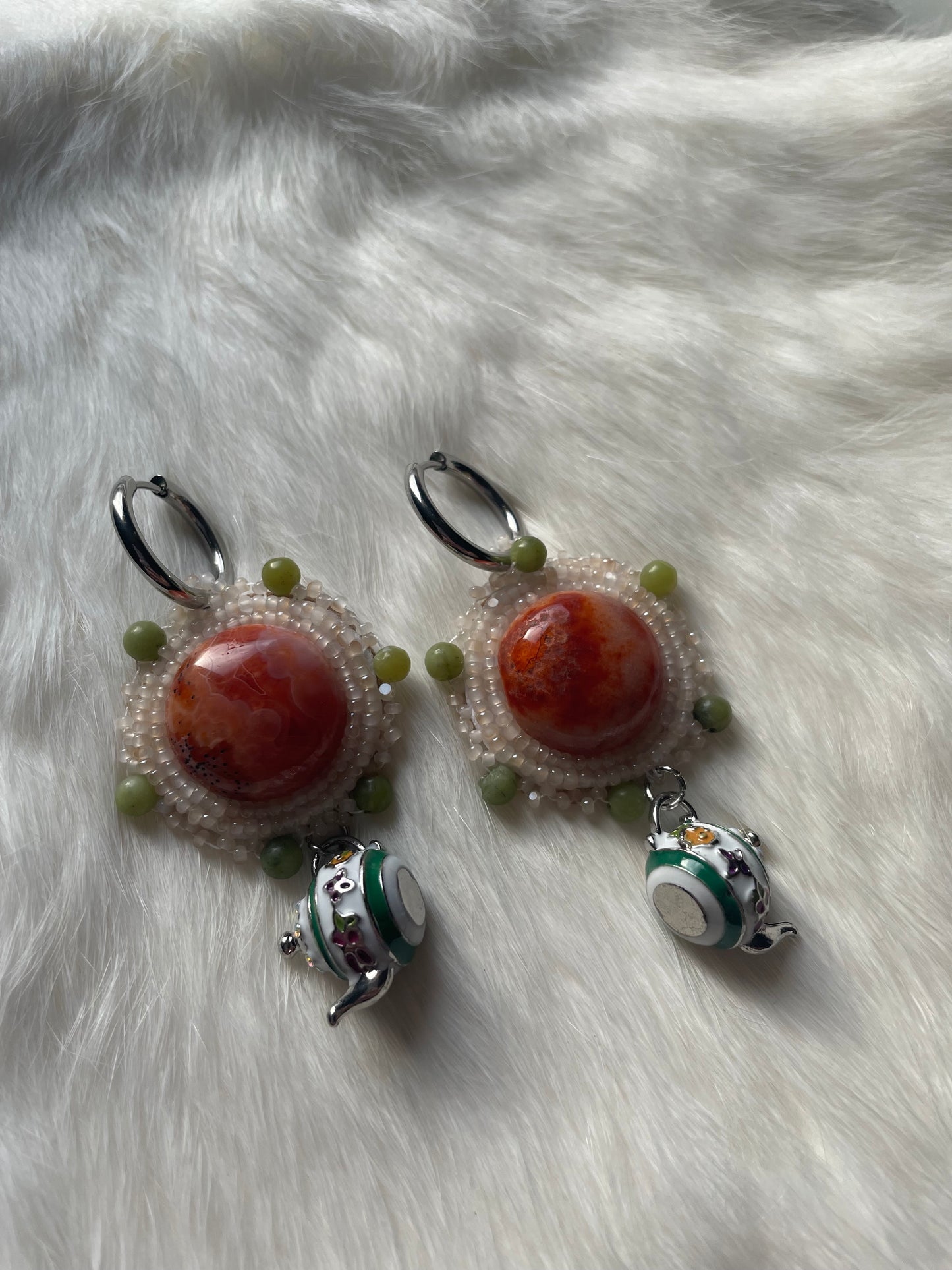 Teapot beaded earrings