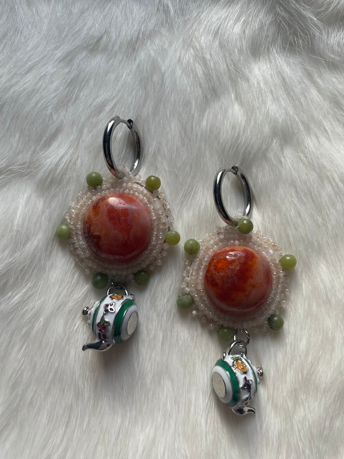 Teapot beaded earrings