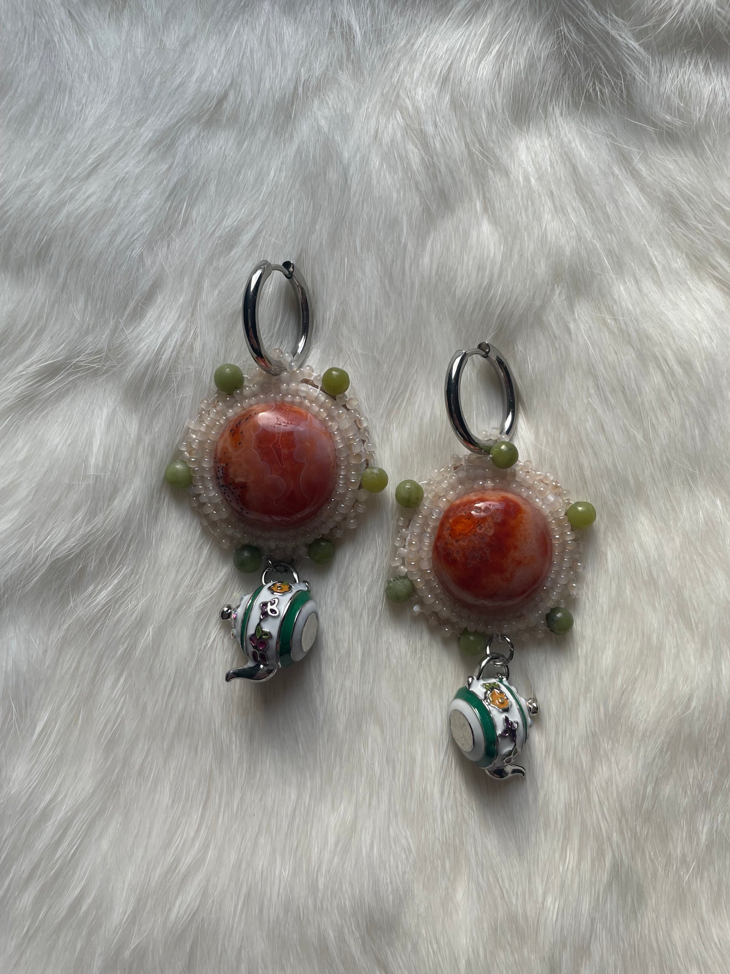 Teapot beaded earrings